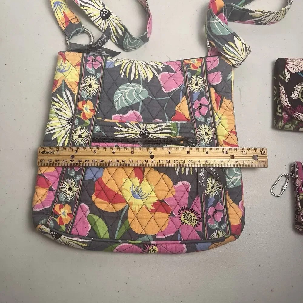 Vera Bradley Purse & Wallet Lot Jazzy Bloom Very Berry Mod Floral 100% Cotton - Picture 5 of 16
